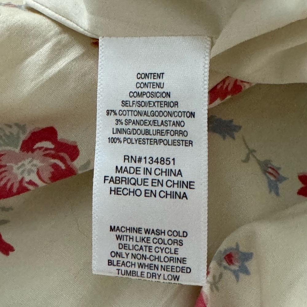 WAYF Whisper Cottage-Core‎ Square Neck Back Tie Ivory Floral Print Ivory Sz S - Picture 14 of 16